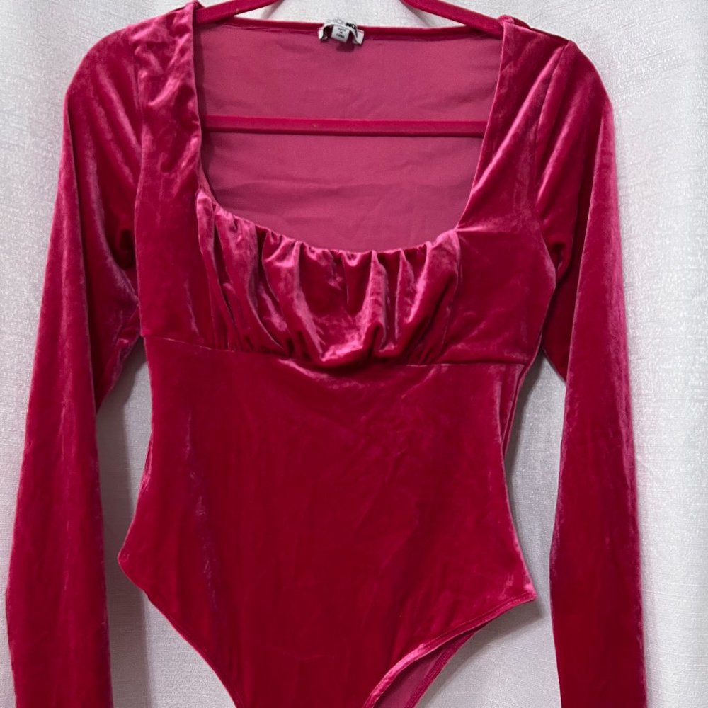 Pink velvet bodysuit